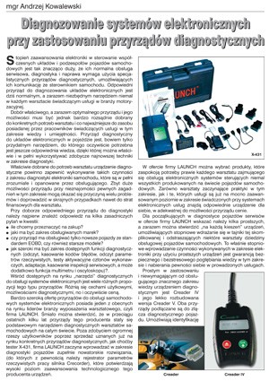 Diagnozowanie systemów elektronicznych przy zastosowaniu przyrządów diagnostycznych Nr 9 2010