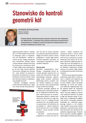 Stanowisko do kontroli geomatrii kół Nr 6 2015
